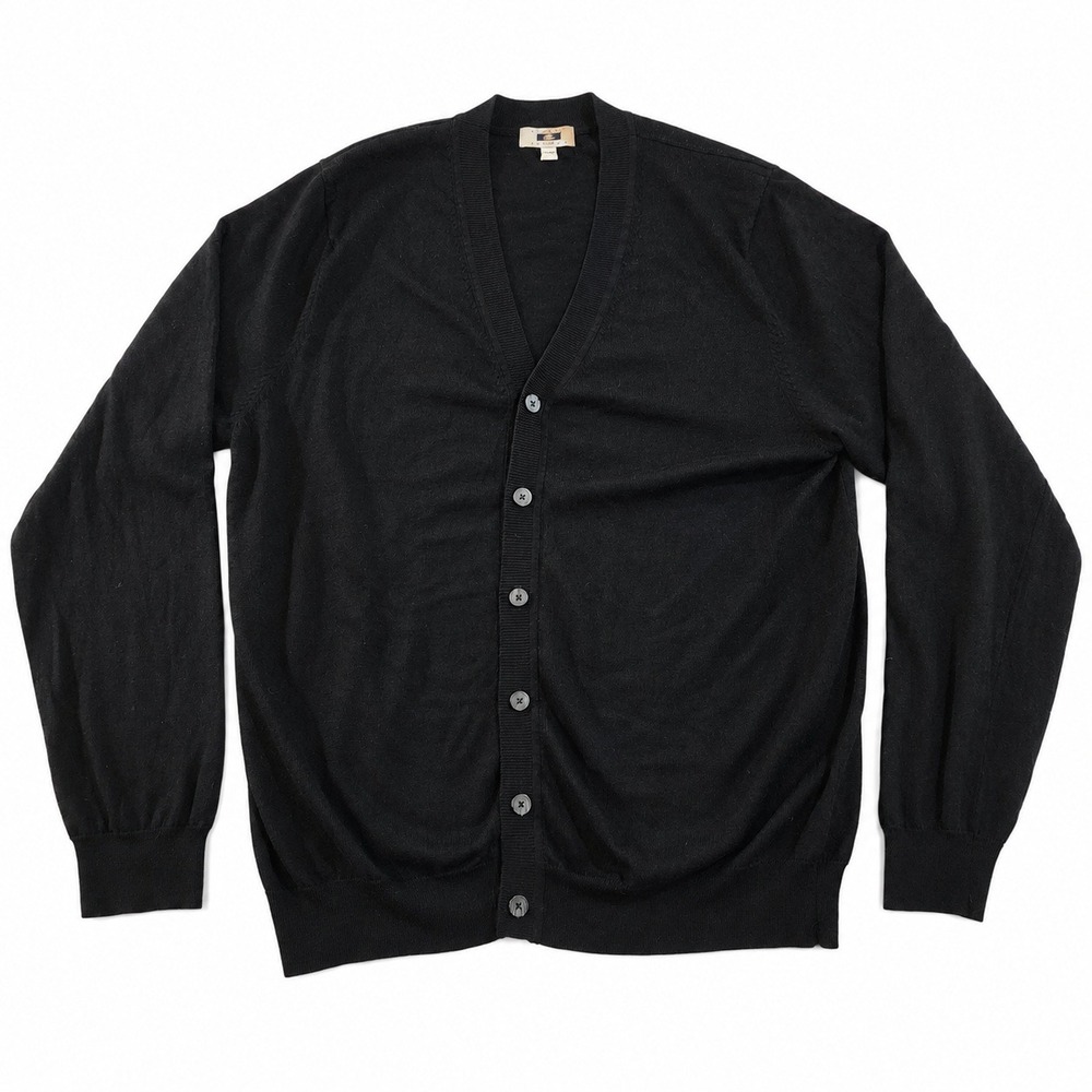 Joseph Abboud Men 4XLT Black Merino Wool Blend V-Neck Cardigan Sweater ModernFit